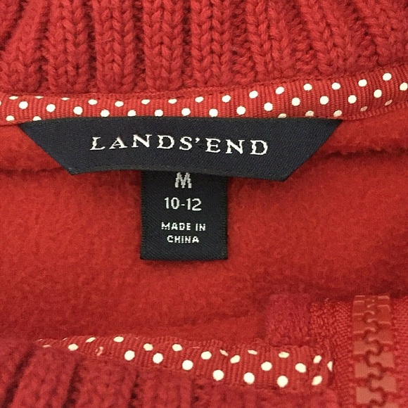 Land's End Full Zip Fleece Jacket Red Size Medium Pockets - Picture 8 of 8